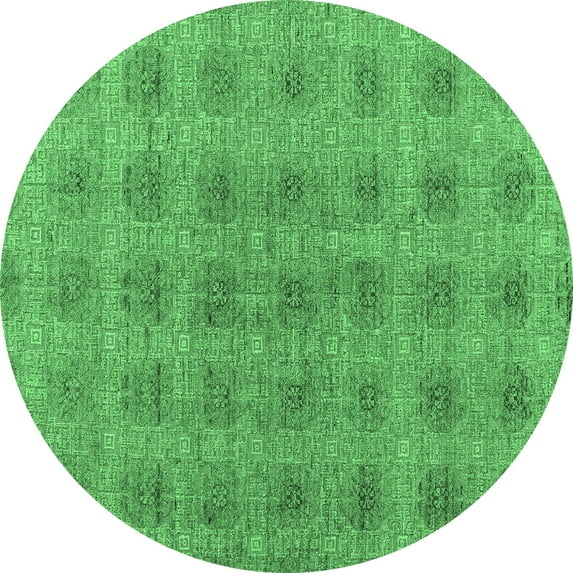 Ahgly Company Indoor Round Abstract Emerald Green Modern Area Rugs, 7' Round