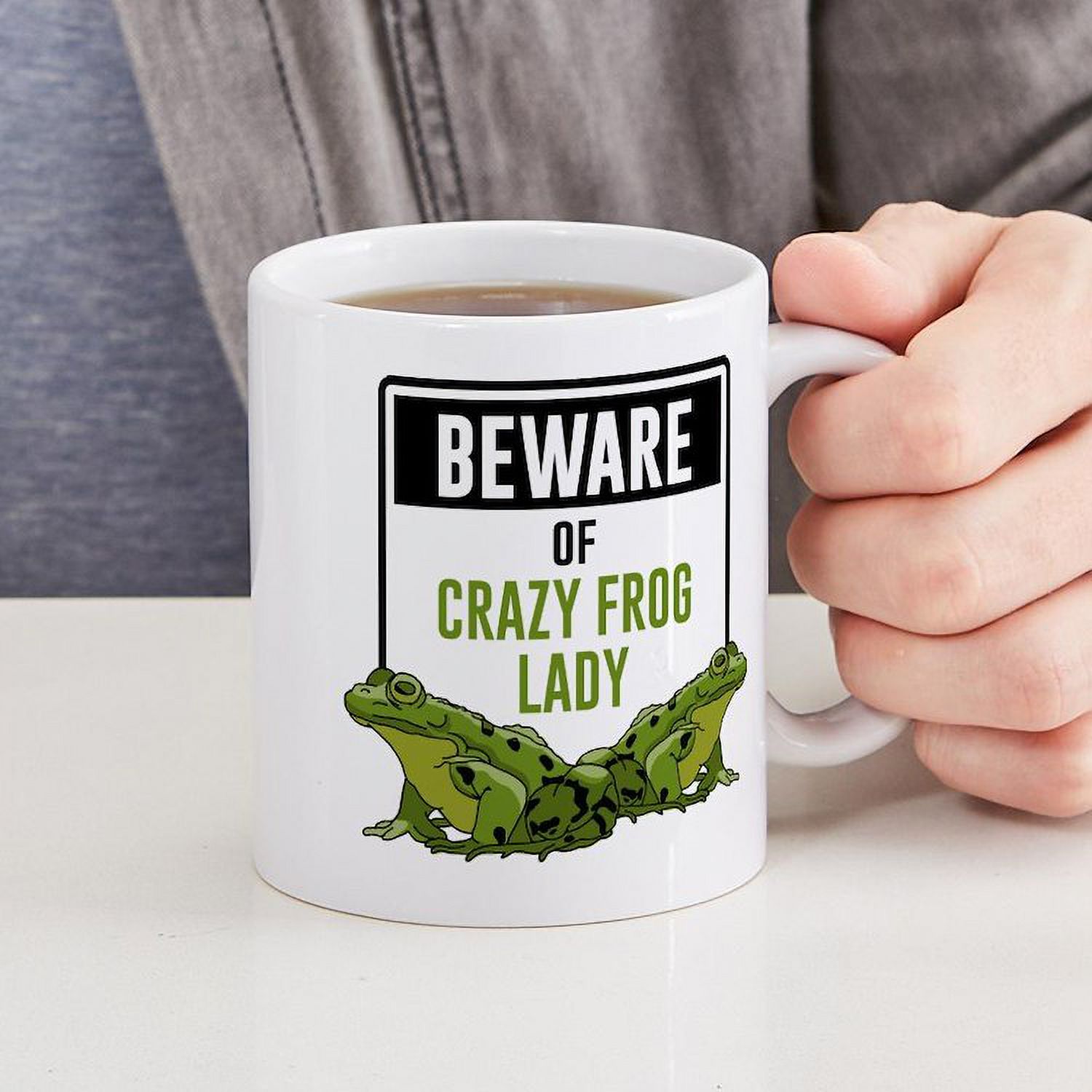 1pc, Crazy Frog Lady Mug, Frog Mug For Frog Lovers, 11oz / 15oz Ceramic  Coffee Mug, Cute Frog Cup, Christmas Gift For Him Or Her