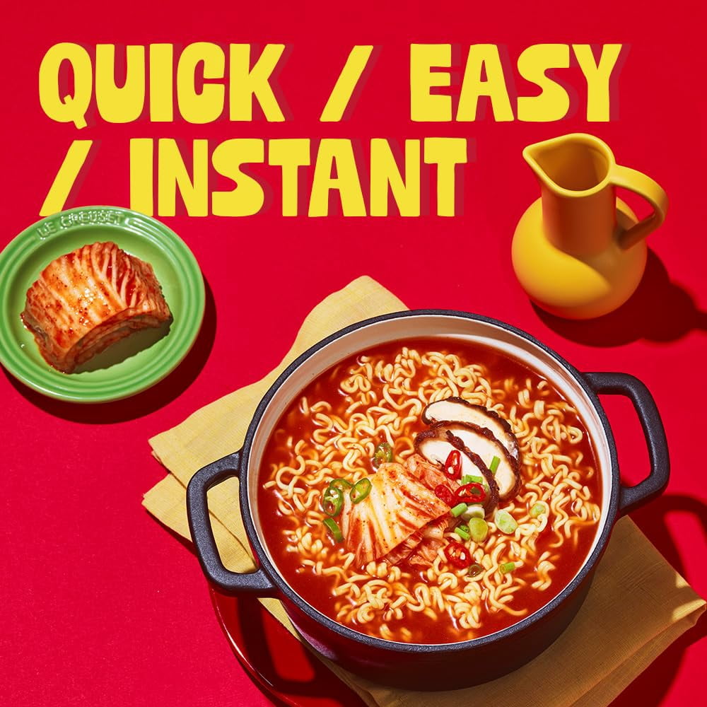 O’Food Instant Ramen Cup [ORIGINAL KIMCHI | 6 CUPS per Pack] – Healthy, Bold & Tangy | Korean Spicy Noodle Soup with Real Kimchi | No Artificial Additives/ Colors | No Trans Fat