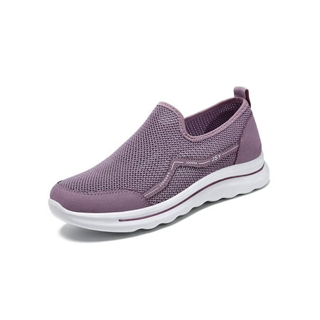 

Daeful Womens Sneakers Slip On Shoes Lightweight Walking Shoe Outdoor Comfort Cutout Mesh Athletic Sneaker Women Purple 5.5