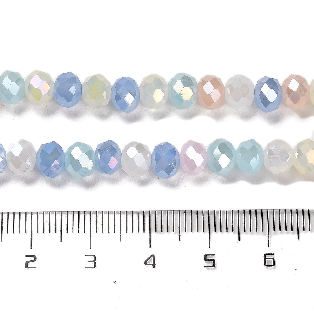 Imitation Jade Glass Beads Strands Faceted Round Cornflower Blue 6x5mm Hole: 1.2mm about 89~90pcs/strand 16.73~17.01 inch(42.5~43.2cm)