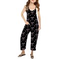 thumbnail image 2 of HXWCHs Girls' floral palazzo pants Romper With Bow Print Loose Fit Comfortable Playwear Stylish Pocket Design Soft Breathable Fabric Black 9-10Years, 2 of 6