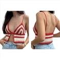 thumbnail image 2 of Tops de Crochet Bohemios para Mujer, con Tirantes Finos y Lazo Delantero, Estilo Y2K, Ajustados, de Punto, para Playa y Verano Rojo L, 2 of 7