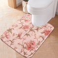 thumbnail image 3 of U-Shaped Toilet Mat Plush Bathroom Rug Mat Non Slip Bathroom Mats Pink Flowers, 3 of 5