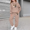 thumbnail image 2 of LRen Toddler Girl Sweatsuit Set 4t Cute Bowknot Print Crew Neck Long Sleeve Warm Sweatsuit Pullover Tops and Pants Casual Fall Kids 2pcs Outfits, 2 of 6