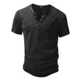thumbnail image 1 of Playera Henley Casual Retro Manga Corta Para Hombre Algodón, 1 of 6