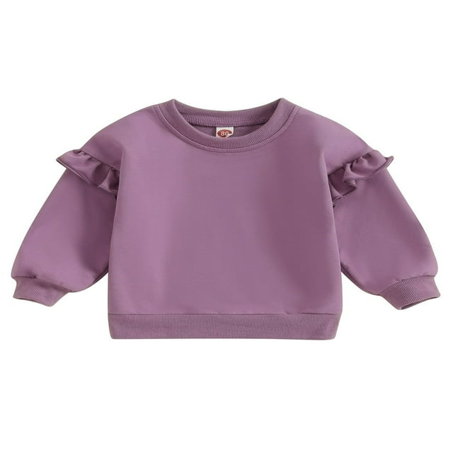Chandails Décontractés à Col Rond pour Tout-Petites Filles, Volants, Manches Longues, Pulls, Hauts, Chemise