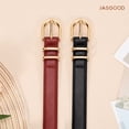 thumbnail image 6 of JASGOOD 2 Pack Belts for Women Fashion Skinny Leather Belt with Gold Buckle, 6 of 11