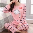 thumbnail image 3 of Conjunto de pijama de invierno para mujer, fino, con dibujos animados, estampado de manga larga, informal, 3 of 4