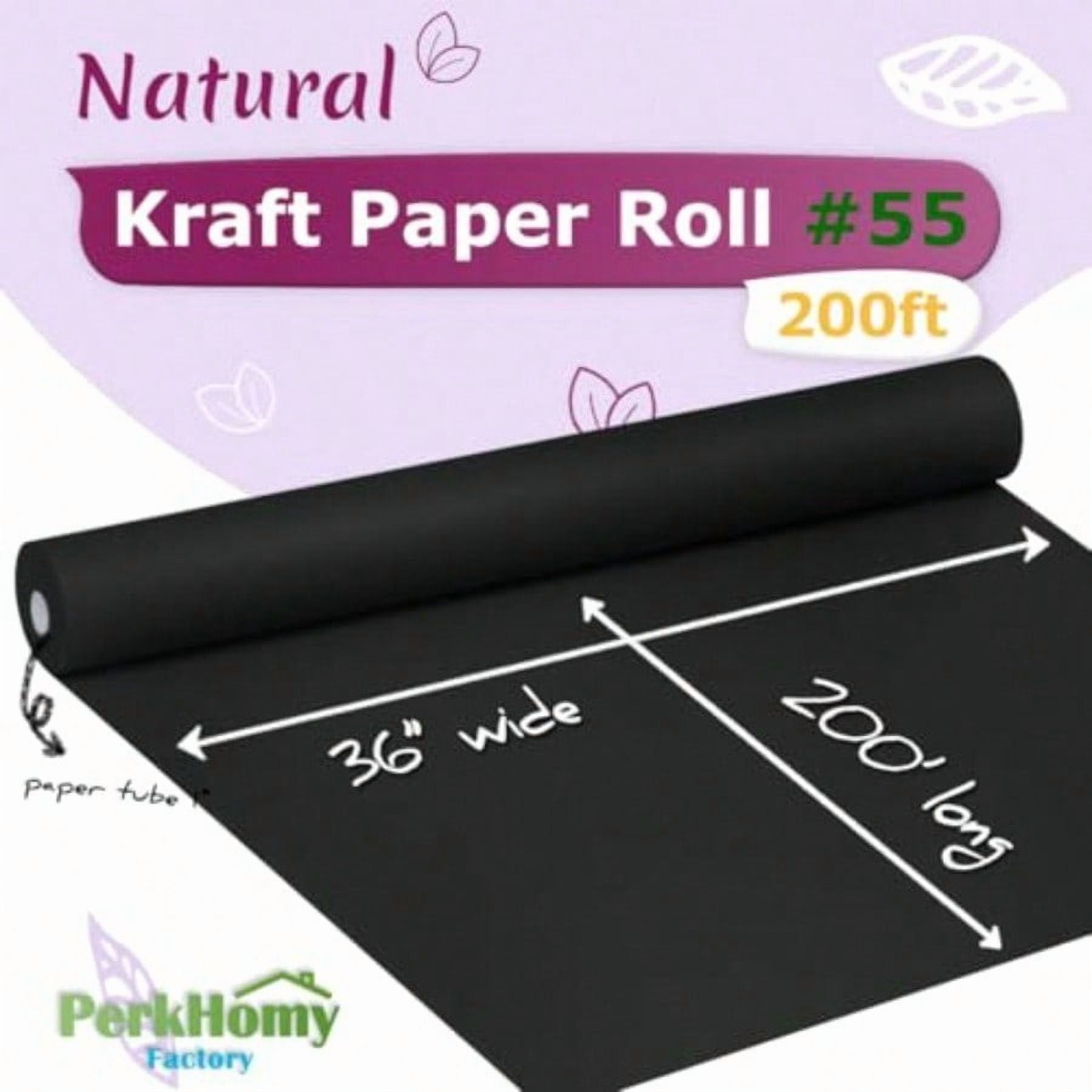 36 x 2400 200' Black Kraft Paper Roll for Craft Bulletin Board Paper Art Table Covering Crafting Gift Wrapping Bouquet Packing Parcel 80GSM 55LB (Black 36 x 200')