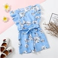thumbnail image 2 of Ydojg Cute Bodysuits for Baby Infant Toddler Girl Clothes Shorts Sleeve Floral Romper Jumpsuit Cute Girl Clothes Blue 12-18 Months, 2 of 6