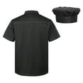 thumbnail image 2 of Alvivi Chef Jacket with Hats for Unisex Hotel Kitchen Canteen Food Service Working Uniforms Black XXL, 2 of 7
