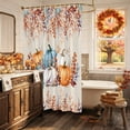 thumbnail image 5 of Brown Pumpkins Fall Shower Curtain, Waterproof Shower Curtains for Bathroom, Thanksgiving Eucalyptus Leaves Autumn Rustic Washable Fabric Bathtub Curtain Set Bath Decor with 12 Hooks Long 72"x84", 5 of 8