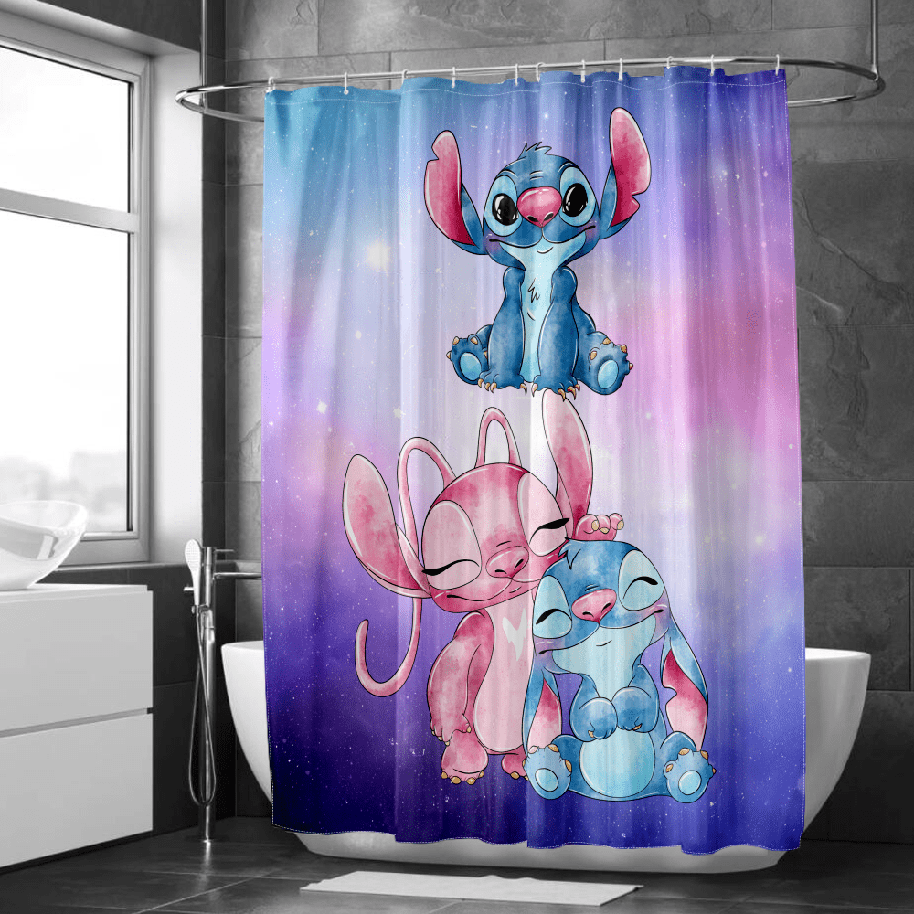 Cartoon Lilo & Stitch Cartoon Shower Curtains Bathroom Decor,Waterproof ...
