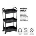 thumbnail image 2 of Carrito Auxiliar Organizador Multiusos 3 Niveles Plastico Negro, 2 of 5