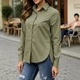 thumbnail image 2 of Women's Wrinkle Free Button Down Shirts Long Sleeve Dress Shirts Collared Business Casual Blouses Tops Army Green XL(XL), 2 of 5