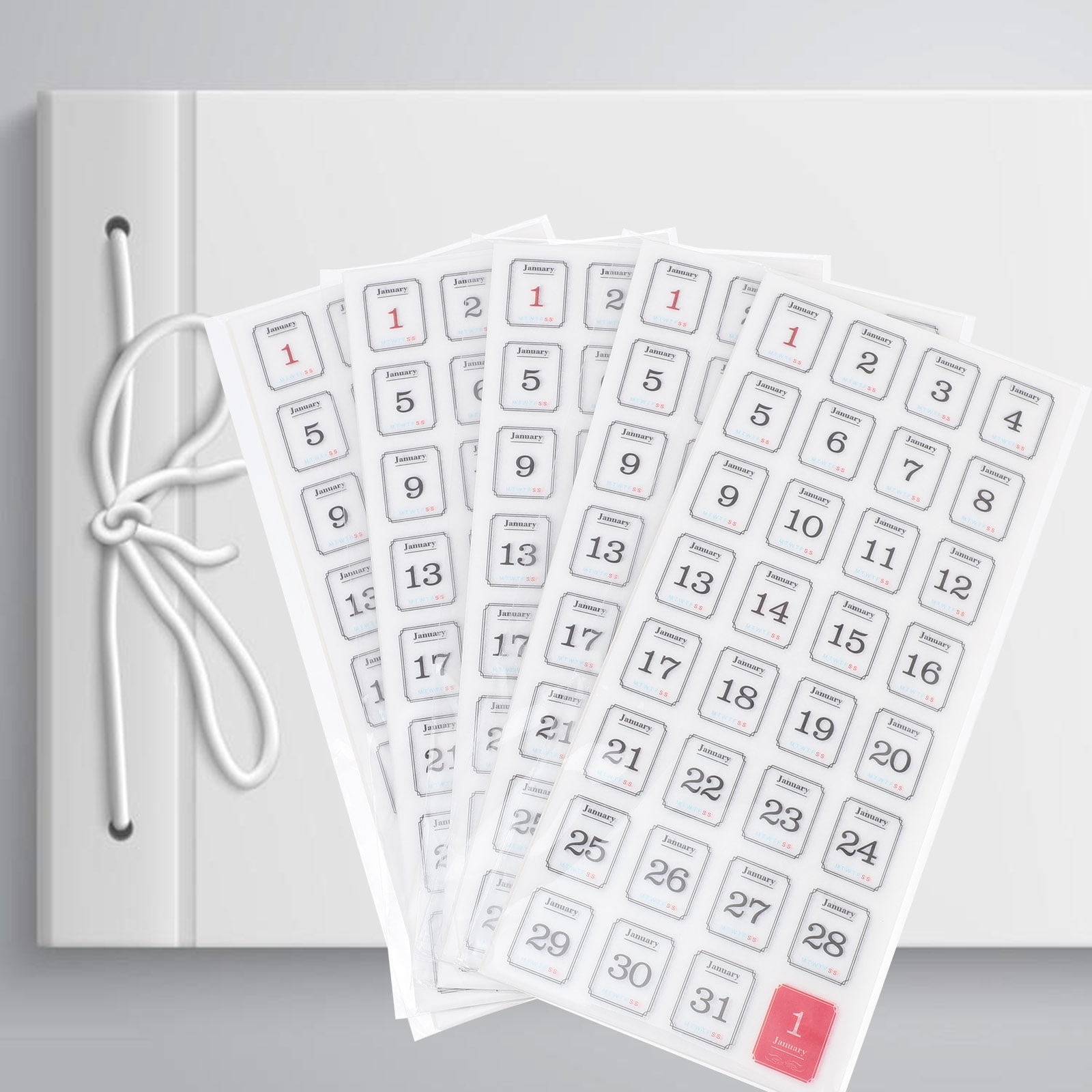 FOMIYES 60Pcs Monthly Calendar Tabs White Self Adhesive Planner Stickers for Notes