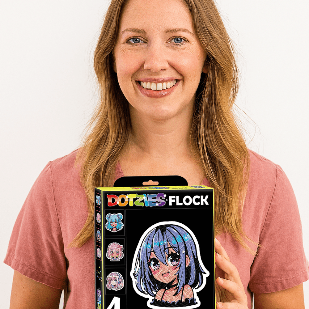 Diamond Dotz Neon Flock Anime Girls Diamond Painting Kits for Adults - Colorful Diamond Art Kits a Relaxing Creative Craft Kit with Dotz Gems 10x8