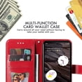 thumbnail image 6 of SaniMore for Google Pixel 7A Case with Wrist Strap, Fashion Flower Embossing Design for Girls/Women, Dual Magnet Card Holder Wallet Cover Kickstand Shockproof for Google Pixel 7A, Red, 6 of 9