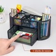 thumbnail image 3 of Organizador de Escritorio de Malla con 8 Compartimentos y 1 Cajón, para Titular de la Pluma para el Hogar y Oficina, 3 of 4