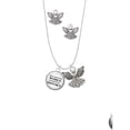 thumbnail image 2 of Delight Jewelry Domed Well Behaved Women Silver tone Guardian Angel Charm Necklace and Stud Earrings, 2 of 4