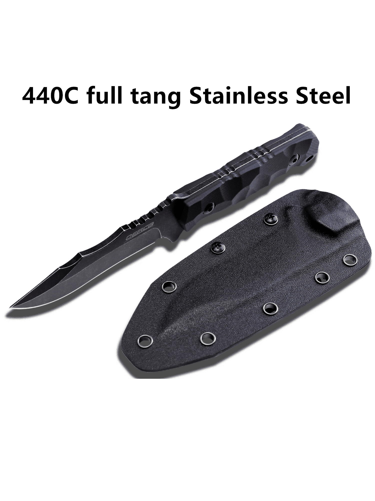 Oerla olk-037B Tactical Fixed Blade Knife 4.46-inch Blade with Black G10 Handle Waist Clip EDC Kydex Sheath