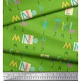 thumbnail image 2 of Soimoi Green Georgette Viscose Fabric Colorful Alphabets Text Decor Fabric Printed Yard 42 Inch Wide, 2 of 3