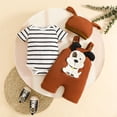 thumbnail image 2 of Pandaie 3-18M Baby Boy Clothes Newborn Infant Suspender Ribbed Overalls Short Sleeve Shirt Romper Summer 3 Piece Outfits with Hat Black 12M(6-12 Months), 2 of 5