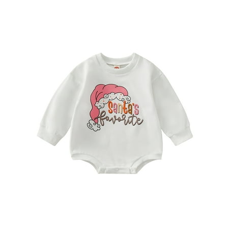 

Christmas Baby Boy Girl Clothes Santa Claus Romper Sweatshirt Onesie Crewneck Oversized Long Sleeve Bodysuit Outfit 0-18M