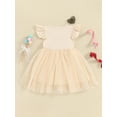 thumbnail image 4 of Suealasg Toddler Girls Birthday Party Princess Dress Fly Sleeve Letter Embroidery Tutu Tulle Dress Kids Summer Cake Smash Photo Shoot Outfit, 4 of 9