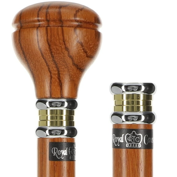 Royal RC Canes Timeless Design Rosewood Walking Cane with Flat Top Knob Handle – Elegant Lip Carving for Grip – Two-Tone Cigar Band Accent – Stylish Walking Cane for Men & Women