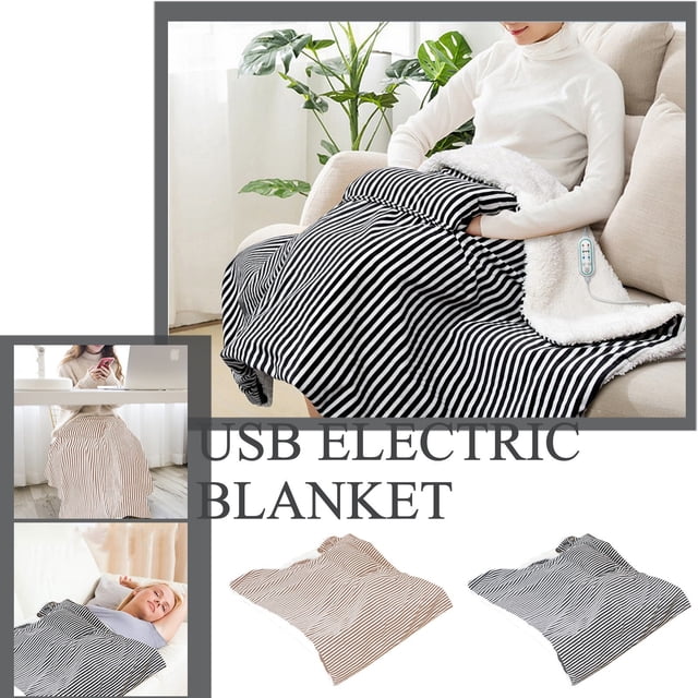 Sentmoon Heated Blanket Heated Throw Three-speed Temperature Adjustment USB Blanket Office Stripe Warm-up Heating Blanket Winter 5V Knee Pad for Bed, Mattress, and All-Night Use