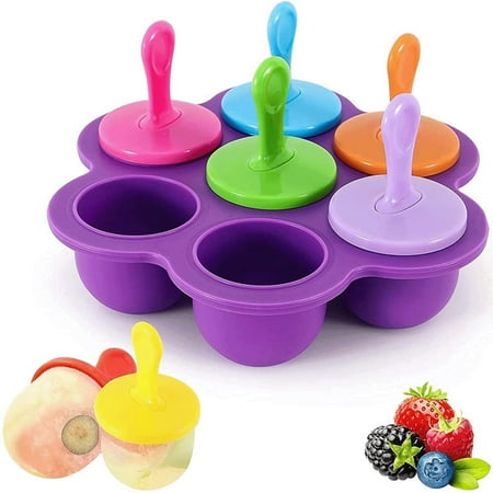 

PEACNNG Mini Silicone Popsicle Mold 7-cavity DIY Ice Pop Mold with Colorful Plastic Sticks Popsicle Makers for Egg Bites Lollipop and Ice Cream Mould Non-Stick Ice Cube Trays (Purple)