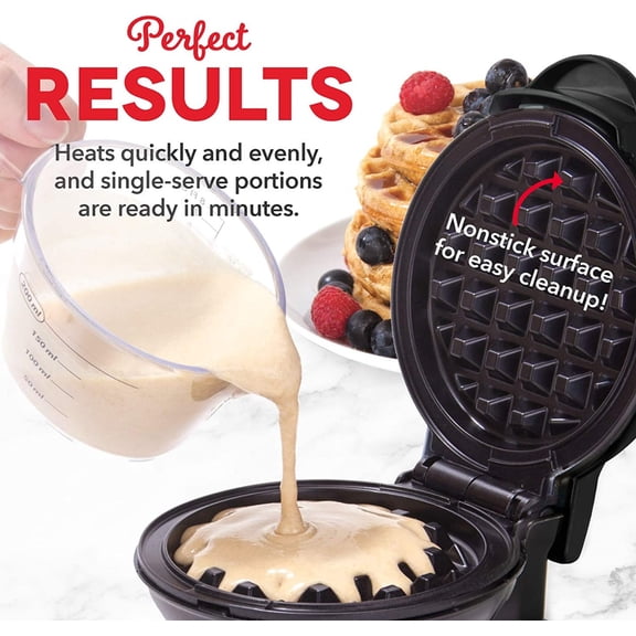 Mini Waffle Maker 350W, Compact Non-Stick Single Waffle Iron for 4 Inch Waffles
