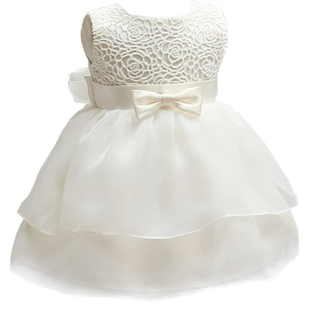 

BabyCheer Christening Dress Baby Girls Ruffle Lace Skirt Baptism Dedication Blessing Gown Flower Girl Sleeveless Dresses (0-6 Months)