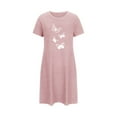 thumbnail image 4 of Sakmal Moo Moos for Women Nightgown Lightweight Pink Short Nightshirt Short Sleeve Butterfly Print Nightgowns for Women, 4 of 6
