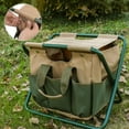thumbnail image 3 of sunsanly Outdoor Folding Stool with Garden Tool Bag Heavy Duty Waterproof Oxford Cloth Camping Hunting Picnic Fishing Collapsible Chair Seat, 3 of 8