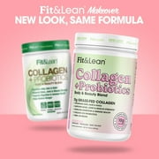 مسحوق ببتيد الكولاجين للعشب Fit & Lean مع البروبيوتيك، بدون نكهة، 12.64 أونصة