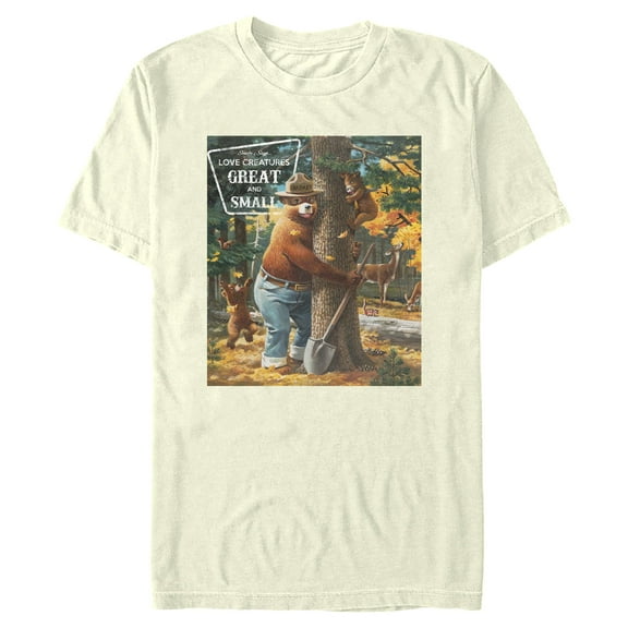 Mens Smokey Bear Love Creatures Great and Small T Shirt