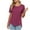 Red, variant on Zpanxa Women's Lace Trim Short Sleeve Top, Round Neck Blouse with Button Front Detail and Asymmetrical Hem, Casual Chic Solid Color Shirt