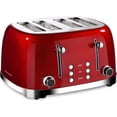 thumbnail image 1 of Roter Mond 4 Slice Toaster Retro Stainless Steel Toasters with Bagel Defrost Cancel Function, 6 Browning Settings, Extre Wide Slot, Red, 1 of 8