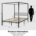 thumbnail image 5 of Merrland Full Size Bed Frame, Canopy Platform Bed with Metal Headboard, No Box Spring Needed, Black, 5 of 11