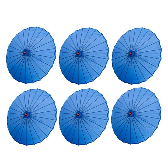 THY COLLECTIBLES Set of 6 Kid's Size 22" Japanese Chinese Umbrella Parasol for Wedding Parties, Photography, Costumes, Cosplay, Decoration and Other Events (Blue)