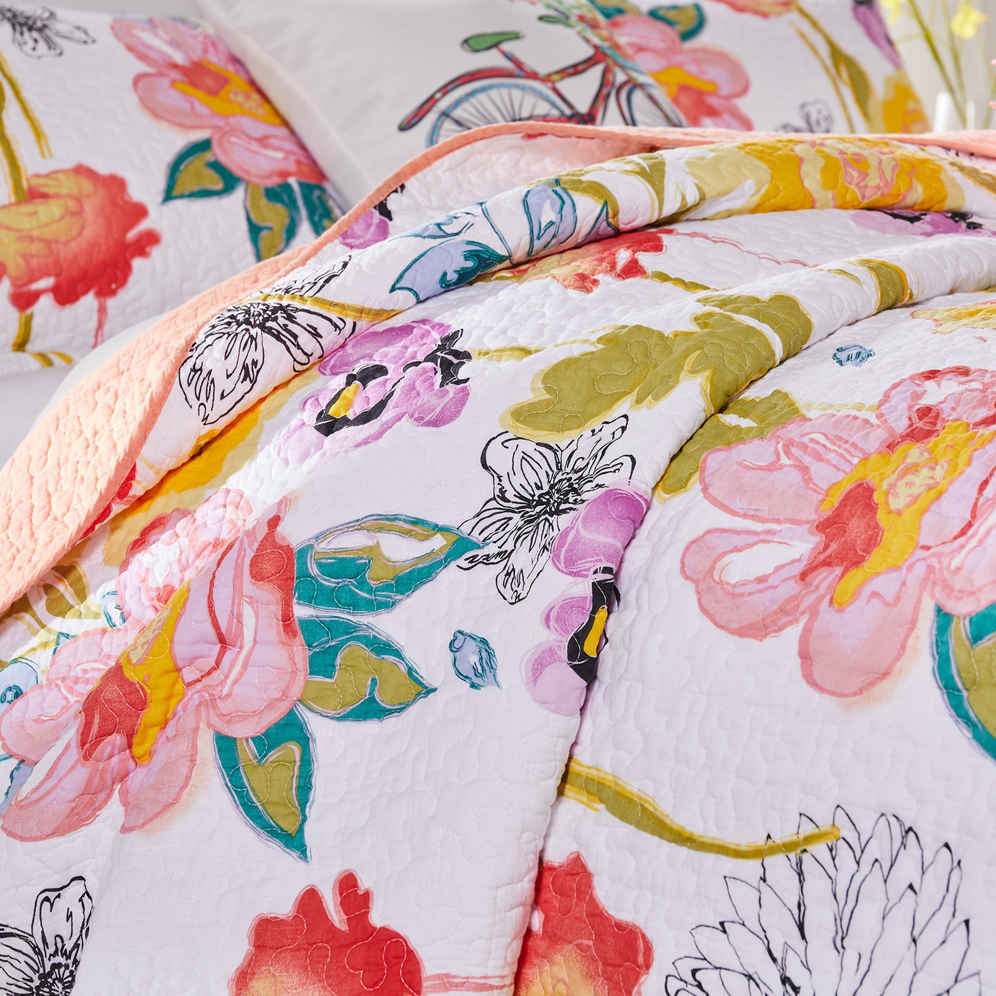 Greenland Home Fashion Watercolor Dream Quilt Set - Twin 68x88", Multi