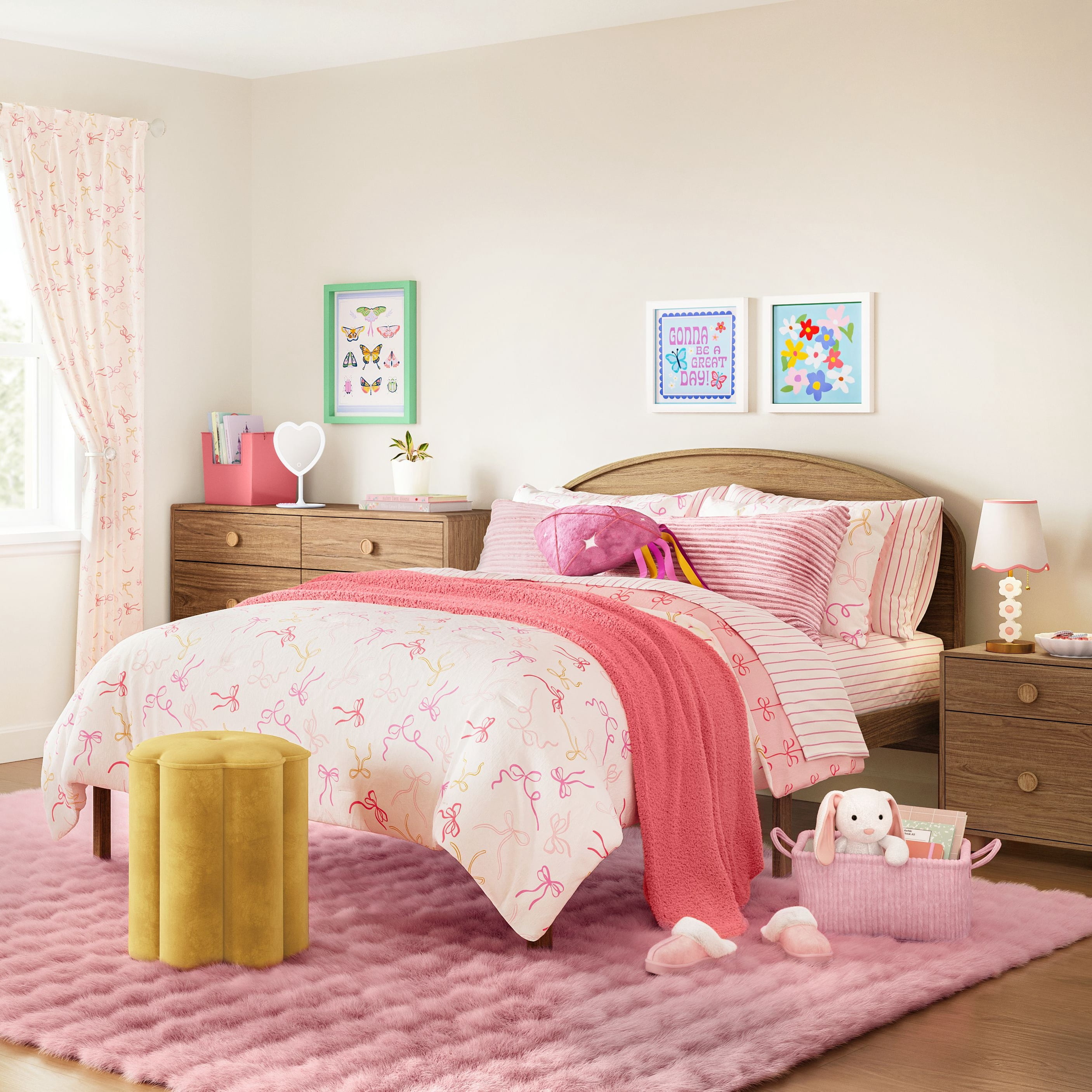 Mainstays Kids Full Size Wood Platform Bed Frame, Walnut