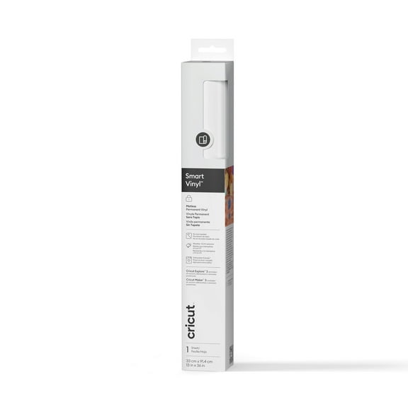 Cricut Smart Vinyl Matless Permanent Vinyl (3 ft), White, 13 x36, Roll