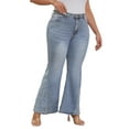 thumbnail image 3 of VipHoney High Waist Flare Cut Embroidered Panels Jeans Women's Plus Size, 3 of 7
