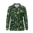 thumbnail image 2 of Uorisanigo St. Patrick's Leaf Women's Golf Top Quick Dry Soft Athletic Polo Workout Tops Fashion Quarter Zip Pullover for Tennis Hiking & Outdoor Sports Size XS, 2 of 7