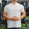 thumbnail image 4 of yillto Mens Cotton Slim T Shirts V Neck Short Sleeve Shirt Summer Gym Workout Athletic Tees Shirts, 4 of 6