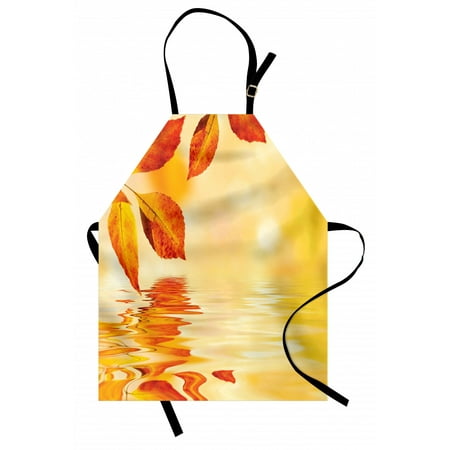 

Orange Apron Autumn Maple Leaves Shadow on the Water Mystic Magical Sun View Artistic Image Unisex Kitchen Bib Apron with Adjustable Neck for Cooking Baking Gardening Golden Orange by Ambesonne